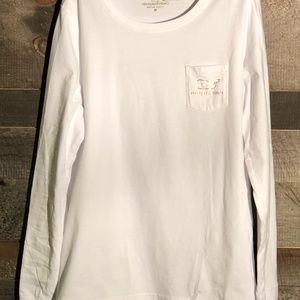 Vineyard vines white/gold long sleeve pocket tee